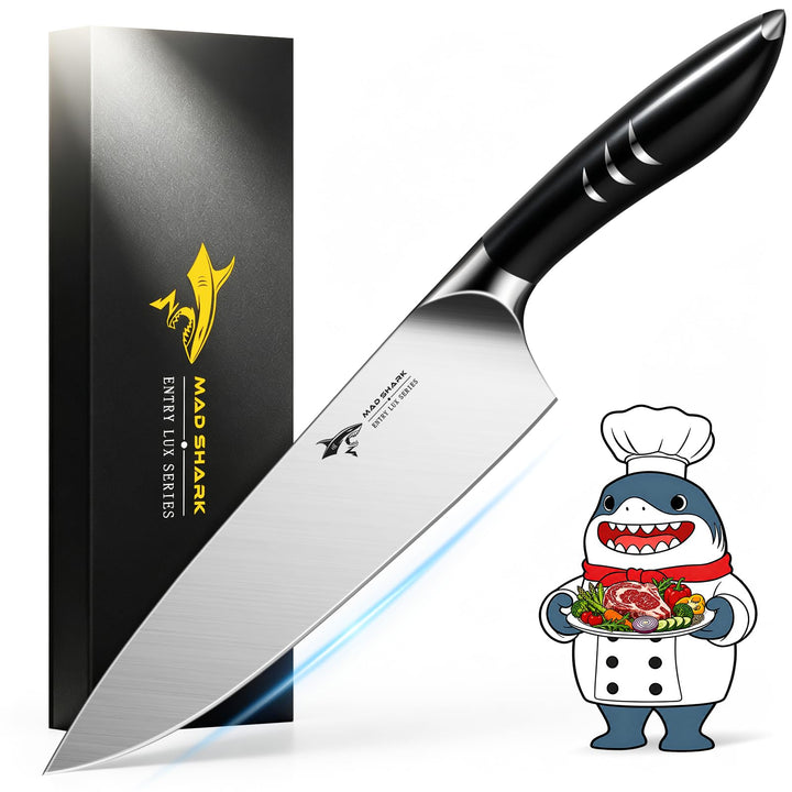 MAD SHARK Kochmesser 20 cm Küchenmesser aus rostfreiem Hochkohlensoffstahl – Profi Kochmesser mit er