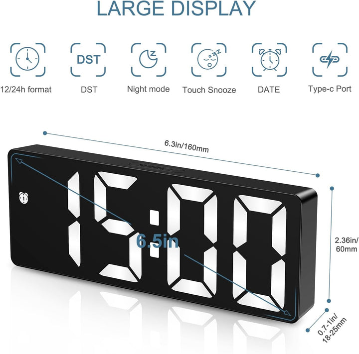 Smartes LED-Digitalwecker mit Auto-Helligkeit & EU-Sommerzeit – Grossbildleinwand LED-Wecker Perfekt