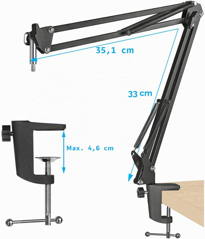 SUNMON Mikrofonarm Boom Arm für MV7 Set, Boom arm mit Schaumstoff-Windschutz für Streaming Podcast T