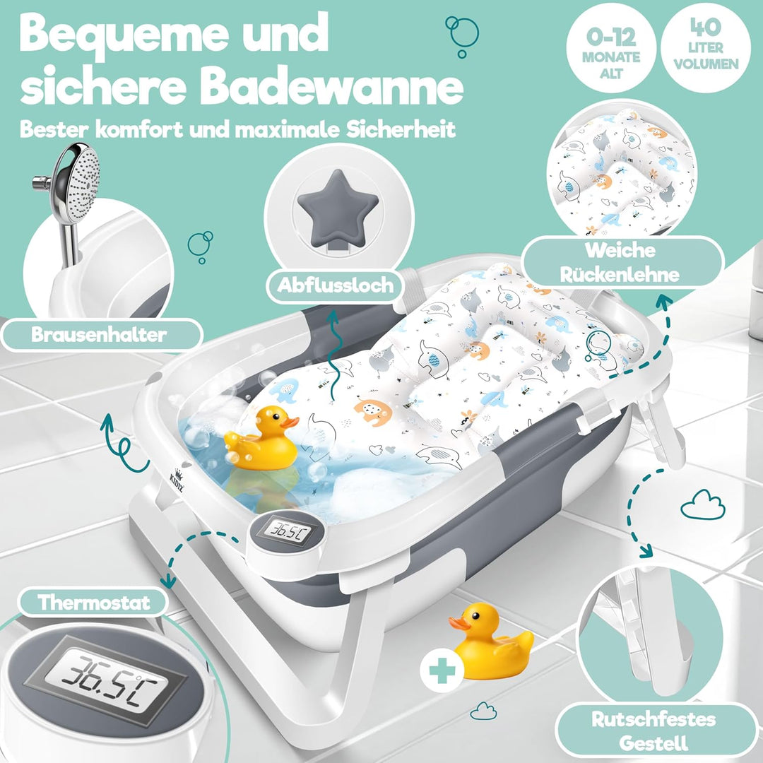 KIDIZ® Baby Badewanne | Babywanne platzsparend & faltbar | Badebecken Duschwanne für Neugeborene Kle