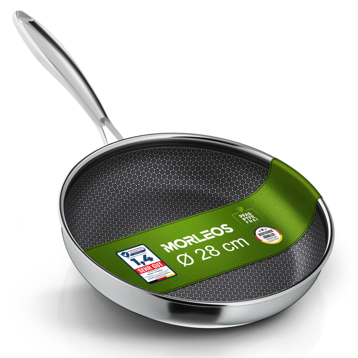 Keramikpfanne 28cm | Kratzfeste Wabenpfanne PFAS & PTFE Frei| 5-Schicht - 3mm -1,35 kg | Premium Bra