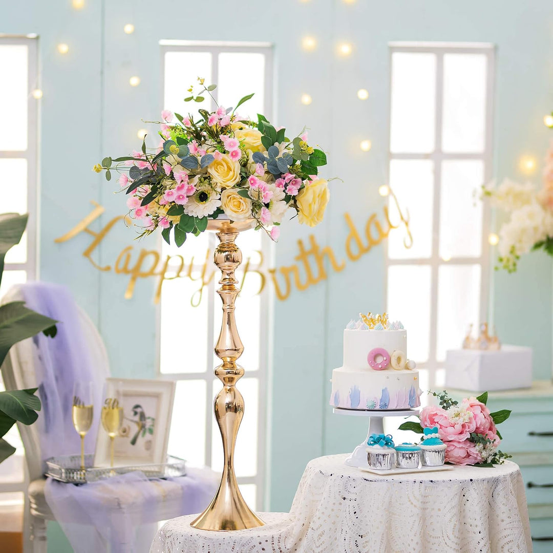 Nuptio Hochzeit Mittelstücke für Tische Vase – 2 Stück 70cm Hohe Goldene Vasen für Mittelstücke Blum