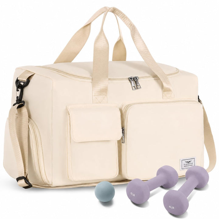 FIORETTO 35L Damen Sporttasche Faltbare Reisetasche mit Schuhfach und Nassfach, Wasserabweisende Wee