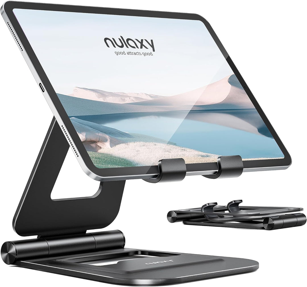 NULAXY Aluminium Doppelter Faltbarer iPad Ständer, Voll Verstellbare Desktop-Tablet-Halter, iPad Zub