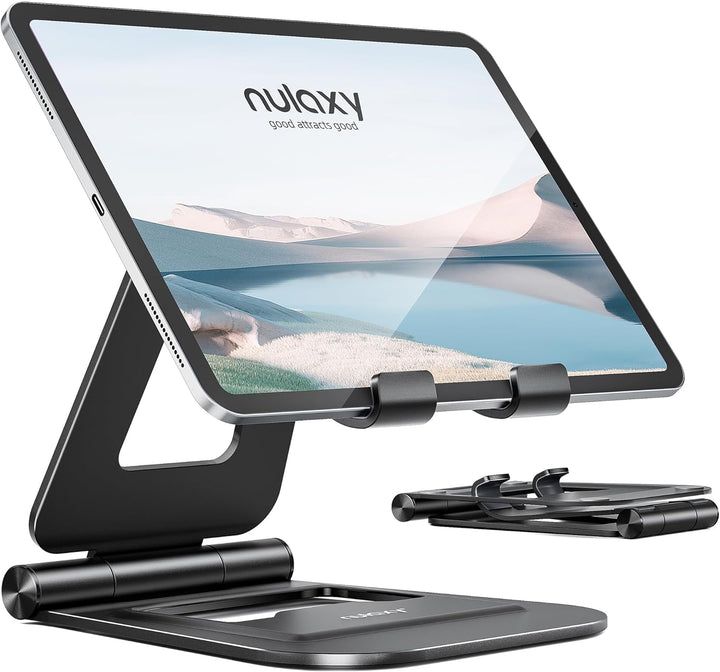NULAXY Aluminium Doppelter Faltbarer iPad Ständer, Voll Verstellbare Desktop-Tablet-Halter, iPad Zub