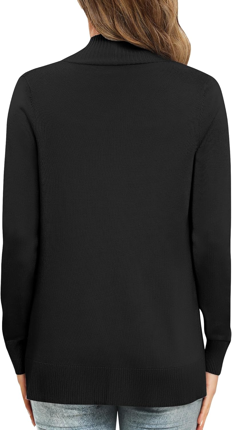 EXCHIC Leicht Damen Lange Ärmel V-Ausschnitt Lange Gestrickt Cardigan Gemütlich Offene Front Strickj