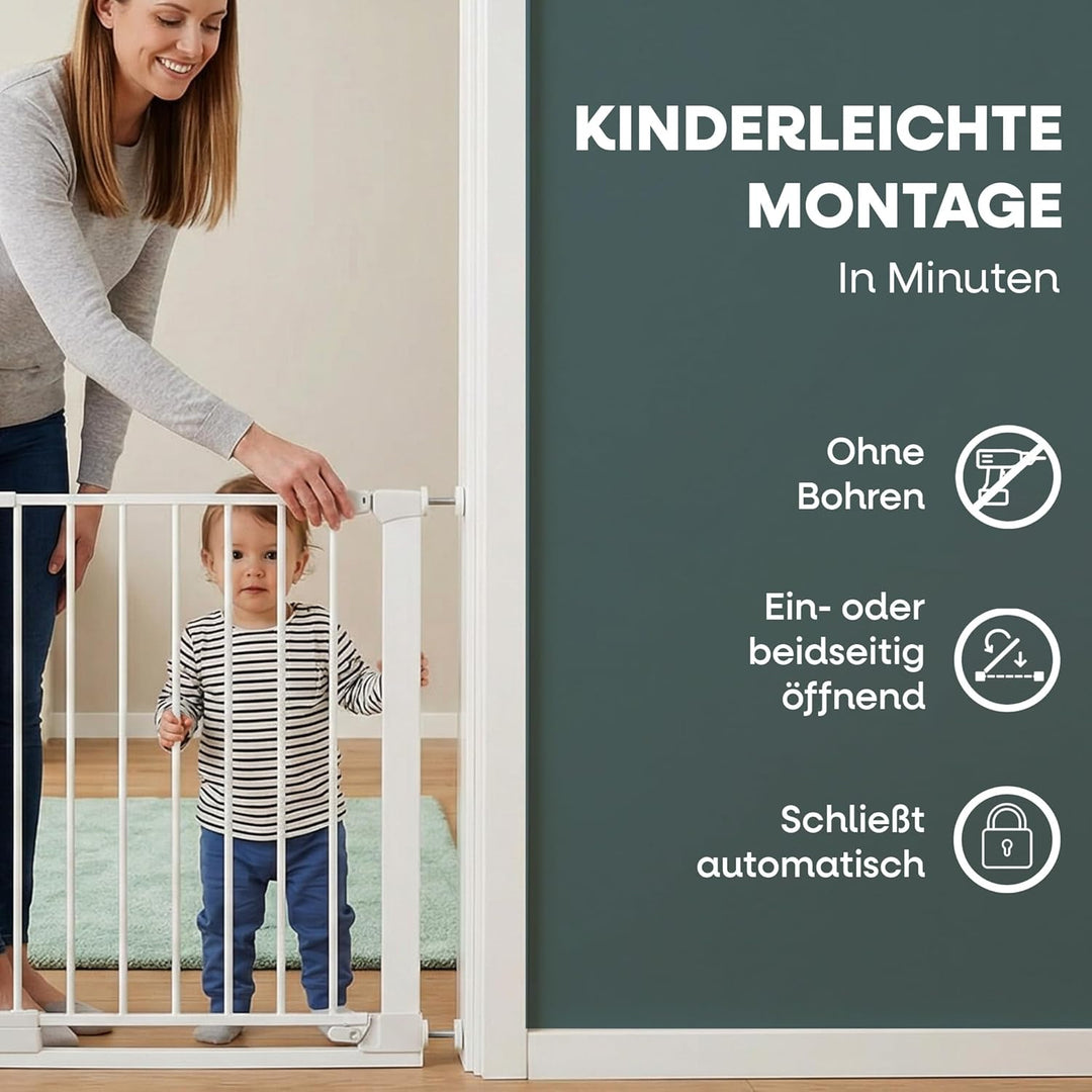 Safetots SafeStep Treppenschutzgitter ohne Bohren Weiss – Maximale Sicherheit für Babys &amp; Haustiere