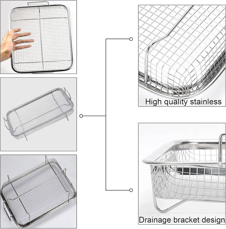 Backofen Gitter,Grillkorb, Knusperkorb, Mesh-Grillkorb, Edelstahl-Grillkorb mit Griff, grillkorb pom