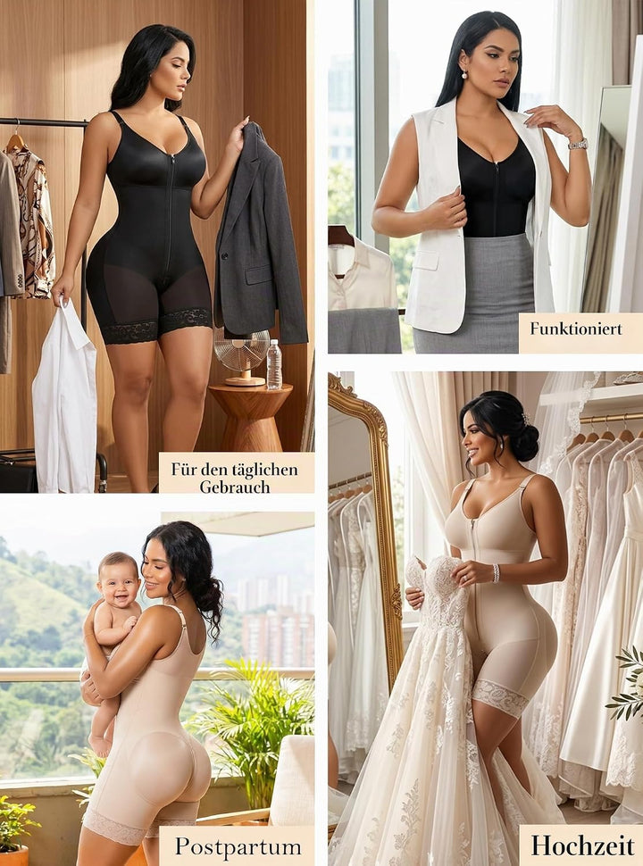 YIANNA Fajas Colombianas Shapewear Damen Body Bauchweg mit BH Shaper Stark Formend Miederbody Bodysu