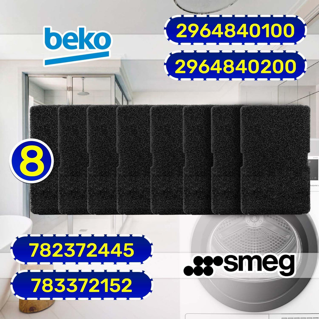 8 Stück Trockner Filter 240x155x10 mm mit dem Originalcode 2964840100 2964840200 für Beko 782372445
