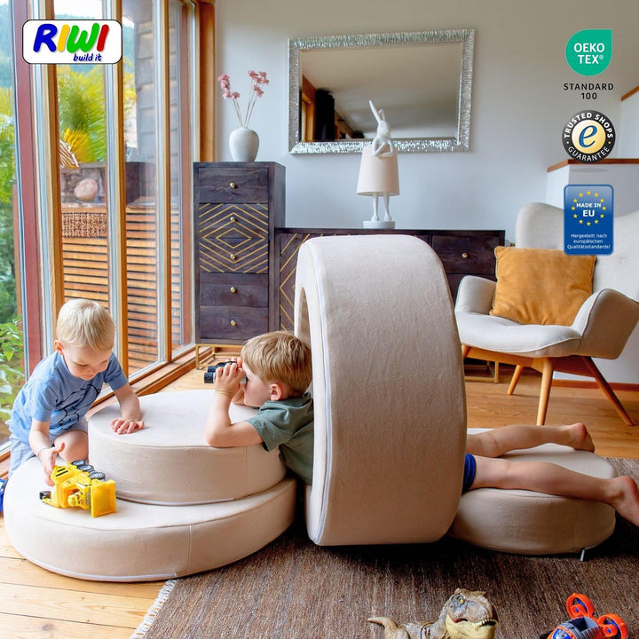 RIWI® Loop – Rosa Premium (RCC202-44) | modularer Spielhocker für Kinder | 3-in-1 Sitzmöbel, Spielge