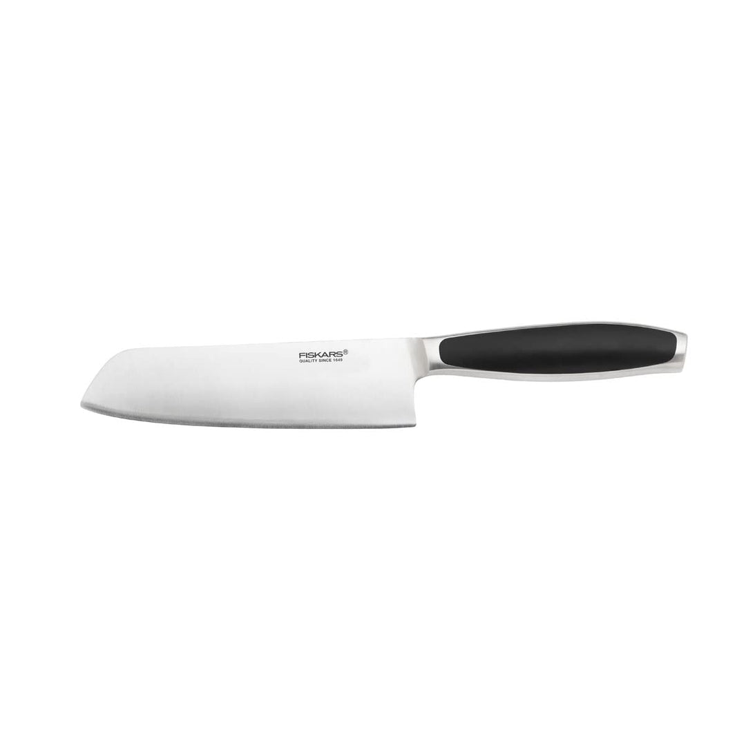 Fiskars Santoku-Messer, Gesamtlänge: 31 cm, Qualitätsstahl/Kunststoff, Schwarz, Royal, 1016465 Kling