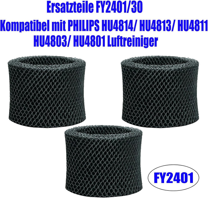3er FY2401/30 Ersatzfilter für Philips Series 2000 Luftbefeuchter | Activated Carbon Upgrade Filter
