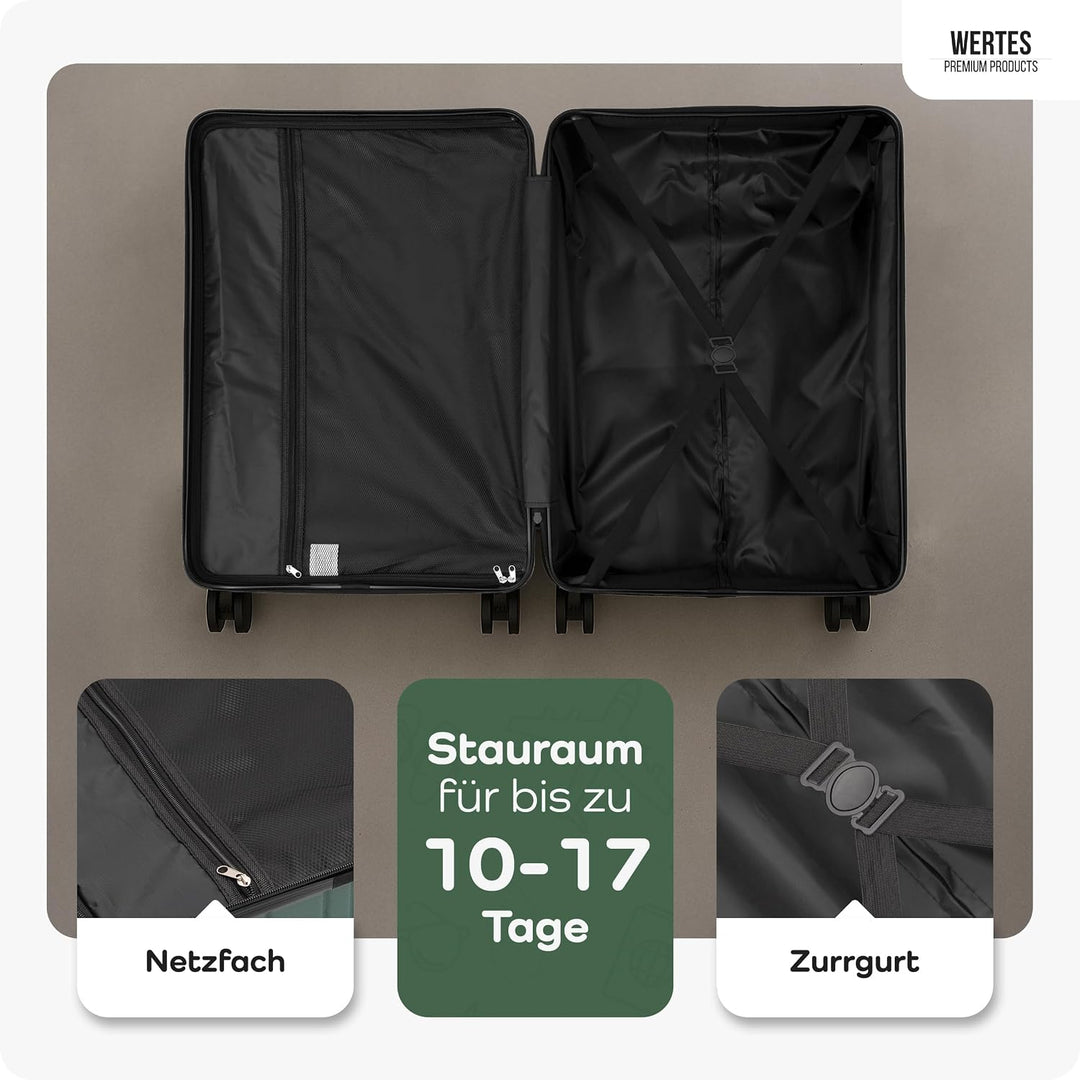 Koffer Gross 77cm - 100L - TSA Schloss Hartschalen Koffer mit Doppelrollen, Reisekoffer, Trolleys, R