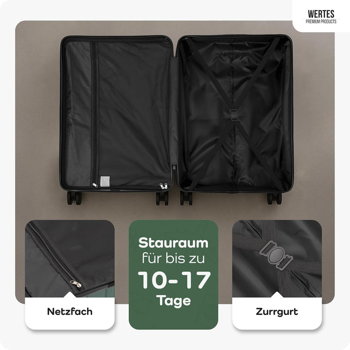 Koffer Gross 77cm - 100L - TSA Schloss Hartschalen Koffer mit Doppelrollen, Reisekoffer, Trolleys, R