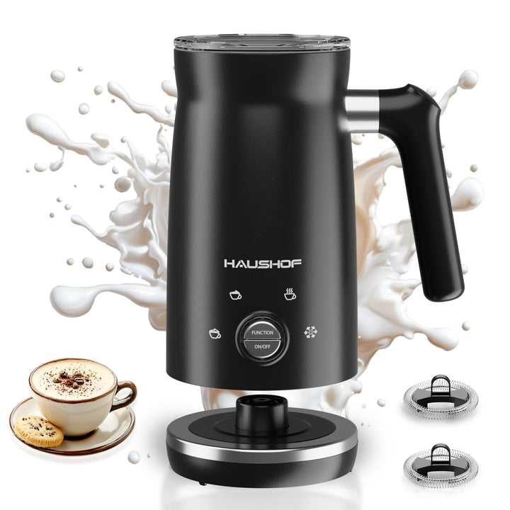 HAUSHOF Elektrischer Milchaufschäumer, 4 in 1 Elektrischer Milchdampfgarer, Automatische Milchschäum