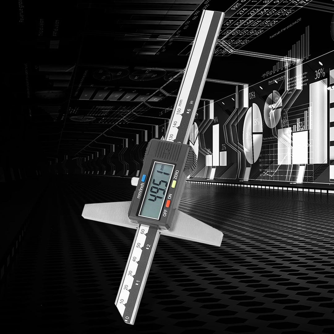 Elektronisches LCD Display Tiefenmesser Digitaler Tiefenmessschieber, Edelstahl Tiefenmessschieber M