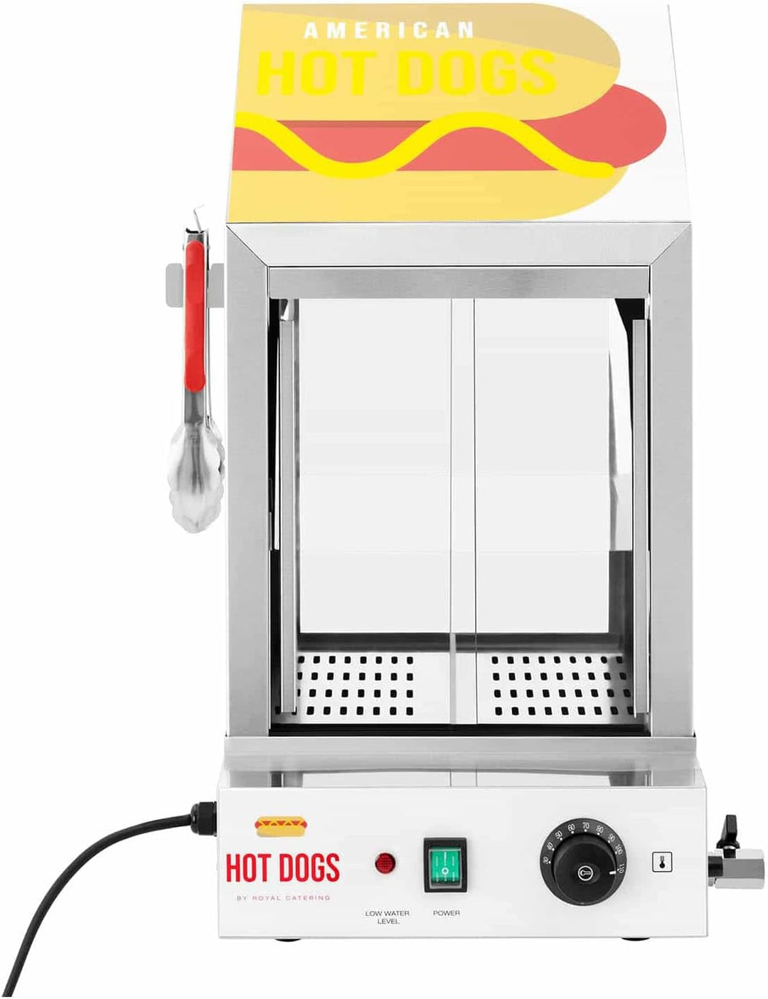 Royal Catering RCHW 1000H Hot Dog Steamer 100 Würstchen 25 Brötchen 1000 W Hot Dog Wärmer