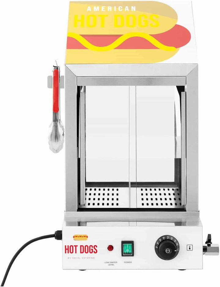 Royal Catering RCHW 1000H Hot Dog Steamer 100 Würstchen 25 Brötchen 1000 W Hot Dog Wärmer