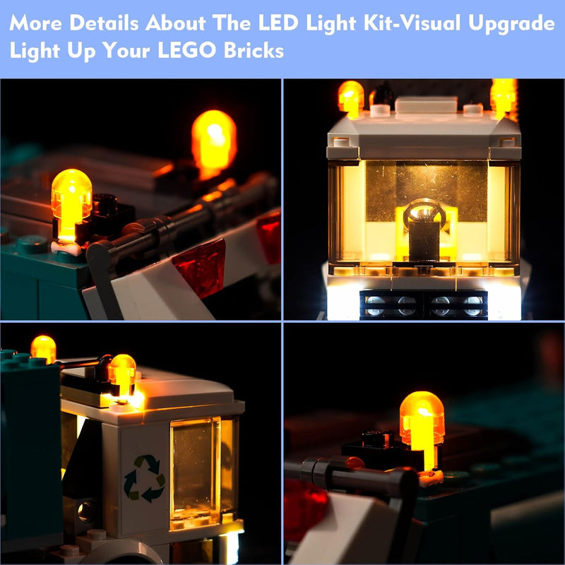 LocoLee Licht Kompatibel mit Lego City Müllabfuhr, Led Beleuchtungs Compatible with Lego 60386 City