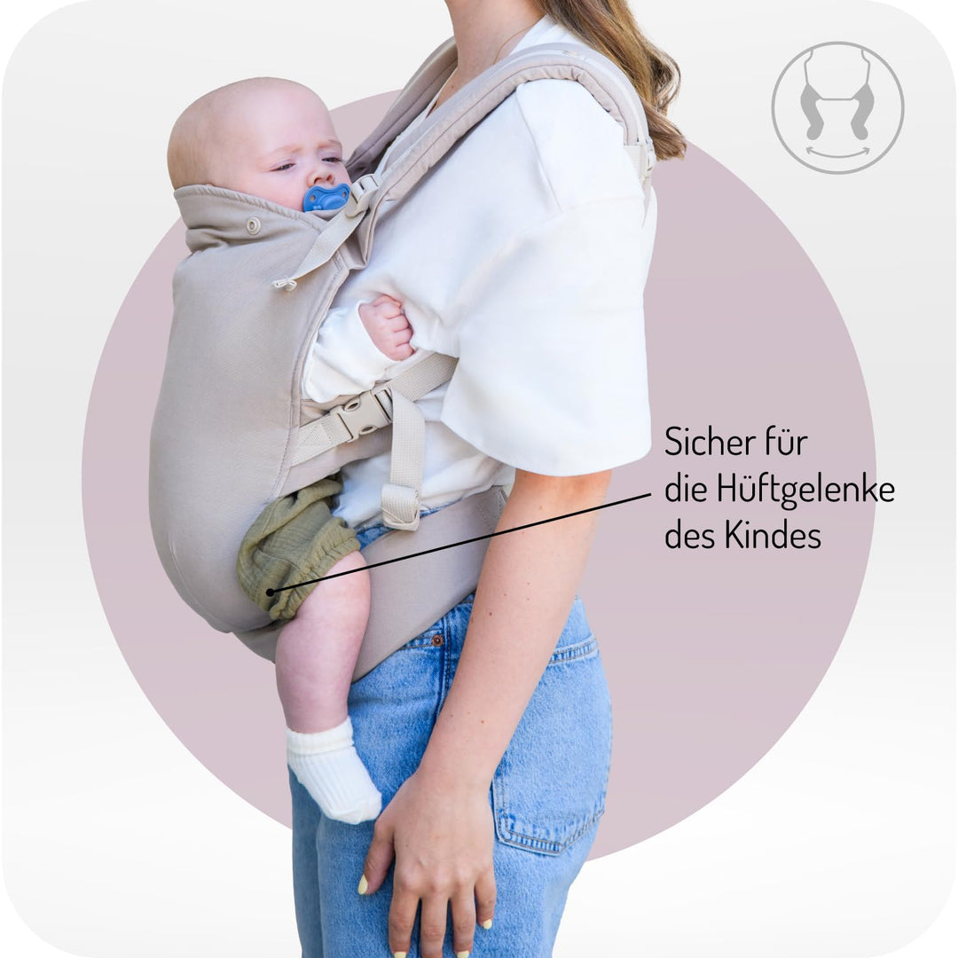 MoMi COLLET Babytrage für Kinder im Alter 3–48 Monate (3–15 kg Körpergewicht), 2 Tragepositionen mit