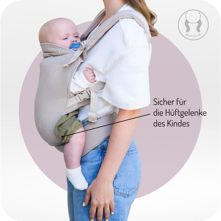 MoMi COLLET Babytrage für Kinder im Alter 3–48 Monate (3–15 kg Körpergewicht), 2 Tragepositionen mit
