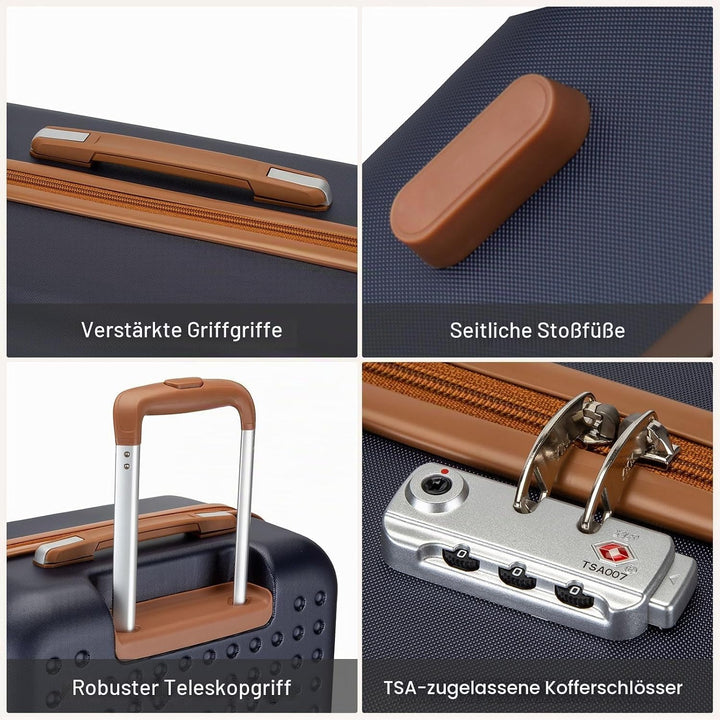 KONO Koffer Reisekoffer Trolley Kofferset 4 Teilig von ABS+PC Hartschalenkoffer mit TSA-Schloss, 4 R