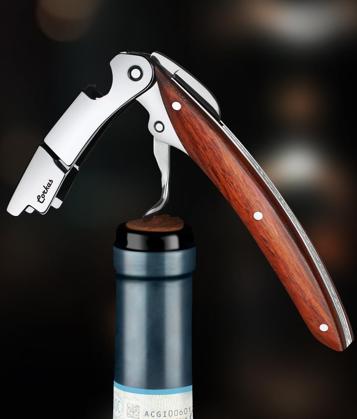 CORKAS Kellnermesser - Profi Korkenzieher multifunktionaler Weinöffner, Folienschneider und Flaschen