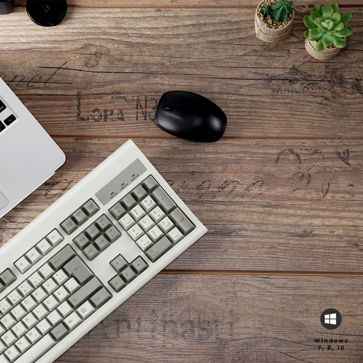 Perixx PERIBOARD-106M, USB-Kabelgebundene Tastatur in Vollformat mit ergonomischen Design, Retro/Vin