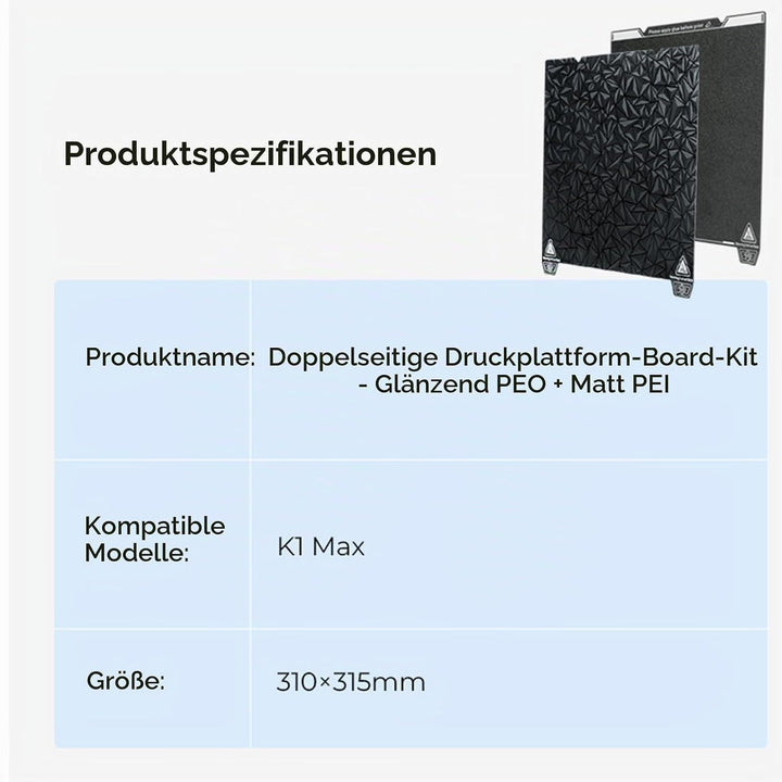 Creality Dual-Sided Printing Platform Board Kit for K1 Max, 3D Printer Glossy PEO + Coated PEI Doubl