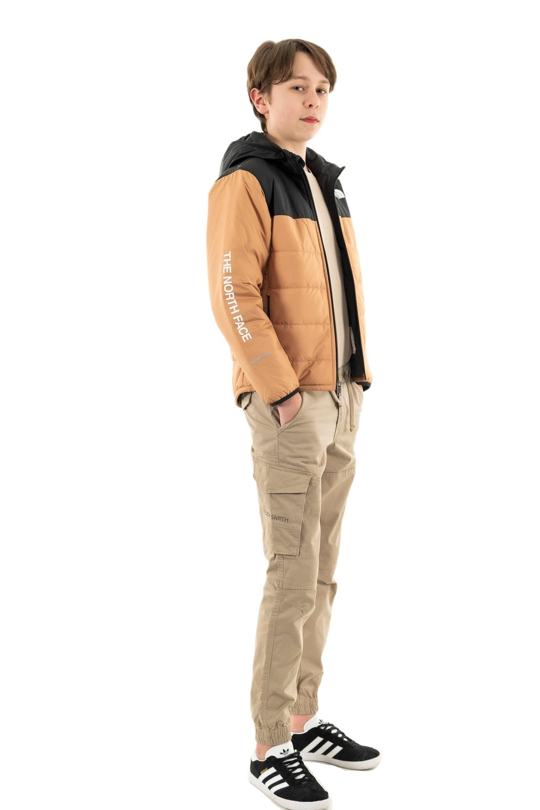 The North Face Unisex Kinder Never Stop Jacke 128 Almond Butter/Tnf Black, 128 Almond Butter/Tnf Bla