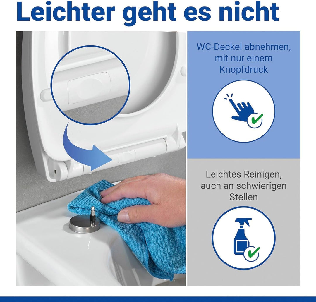 WENKO WC Sitz Mod. Roanne, Toilettendeckel mit Absenkautomatik, Relief-Druck und Blätter-Motiv, hohe