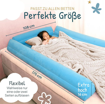 Cozy&Kin® Aufblasbarer Rausfallschutz Bett Kinder, 3-Seiten-Schutz | Bettgitter, Bettschutzgitter fü