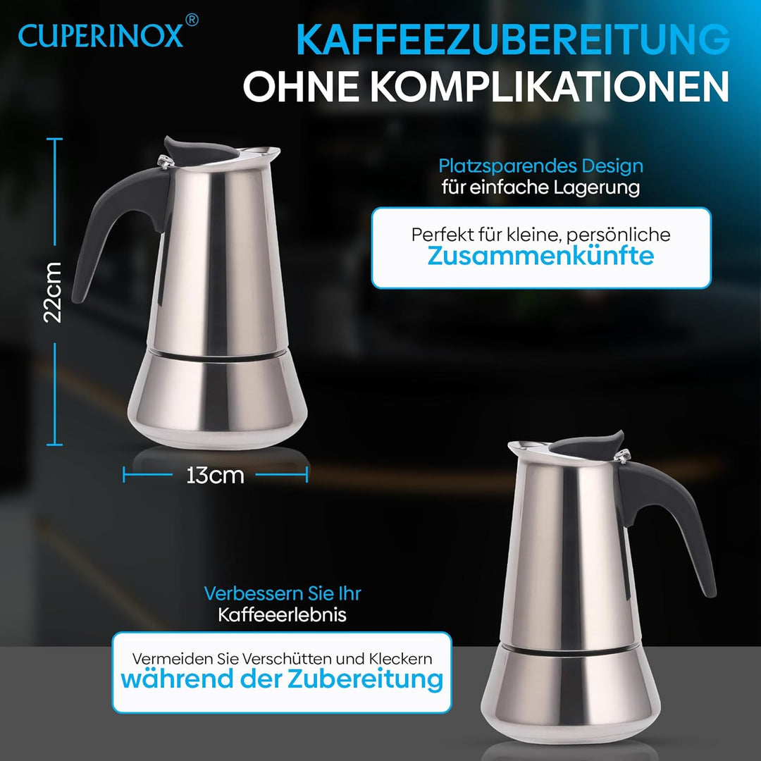 Espressokocher - Edelstahl - 10 Tassen - Silber 10 Standard, 10 Standard