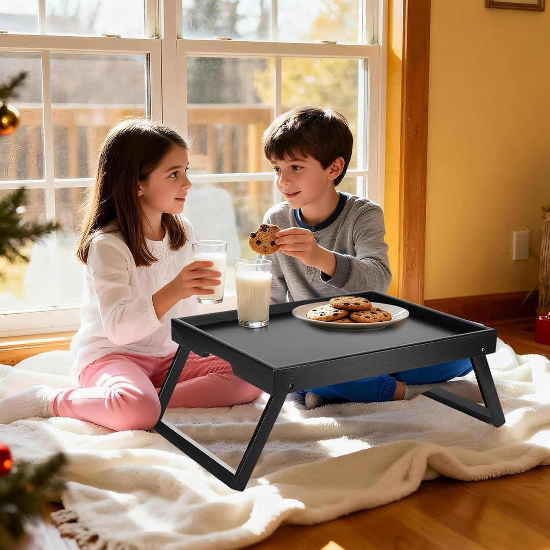 Bett Tisch Tablett Klappbar, Holz Frühstückstablett mit Klappbeinen, Serviertisch, Ideal für Lesen u