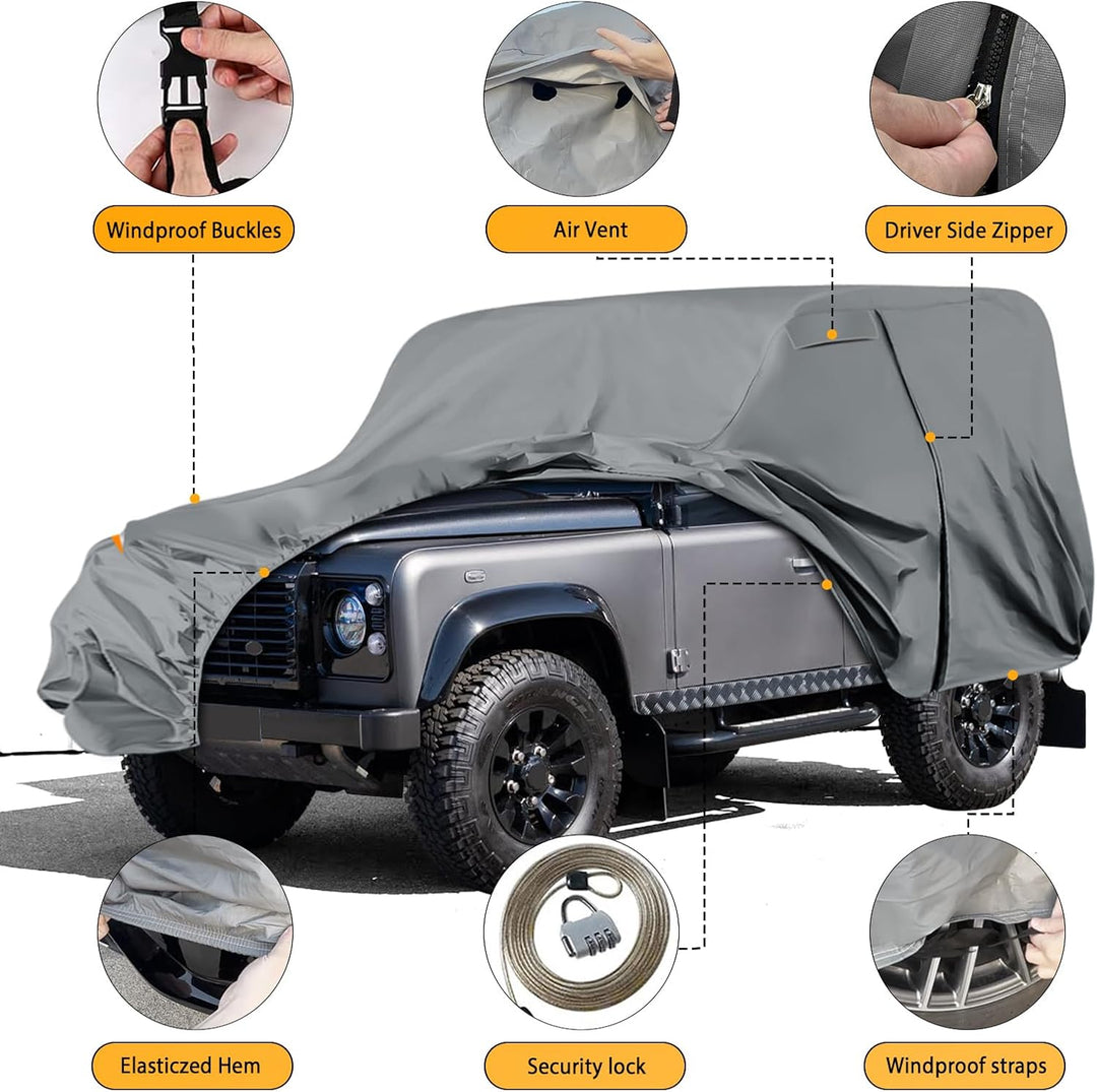 Autoabdeckung Wasserdicht für Land Rover Defender 90 1990-2016, Vollgarage Autoplane Auto Abdeckplan