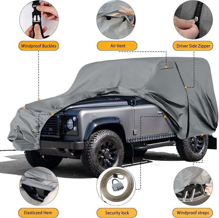 Autoabdeckung Wasserdicht für Land Rover Defender 90 1990-2016, Vollgarage Autoplane Auto Abdeckplan
