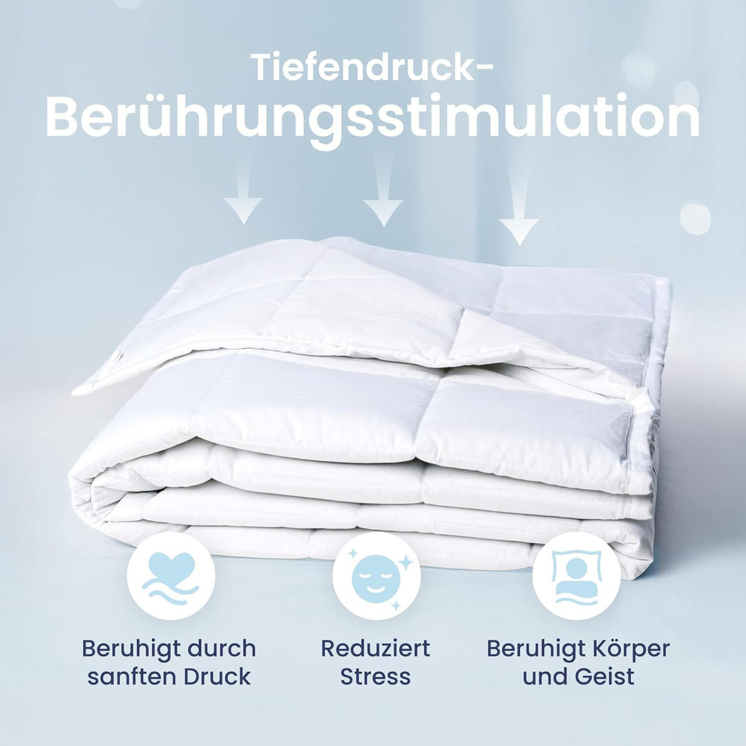 Anew Sleep – Gewichtsdecke – Weiss – 140 x 200 cm – 13 kg – Anti-Stress-Decke für Männer und Frauen