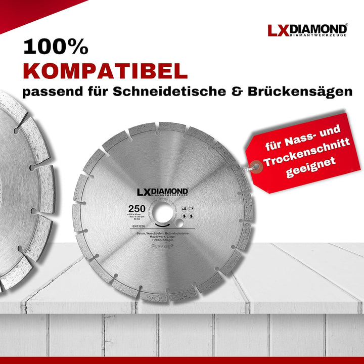 Diamant-Trennscheibe 250mm x 30,0mm - für Schneidetische, Brückensägen - Diamantscheibe zum Trennen