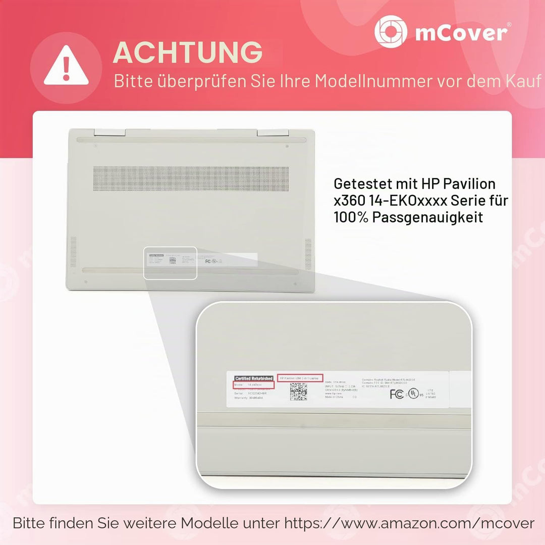 mCover Nur kompatibel mit 2022 ~ 2023 14 Zoll HP Pavilion X360 14-EKxxxx Serie 2-in-1 Cabrio Laptop