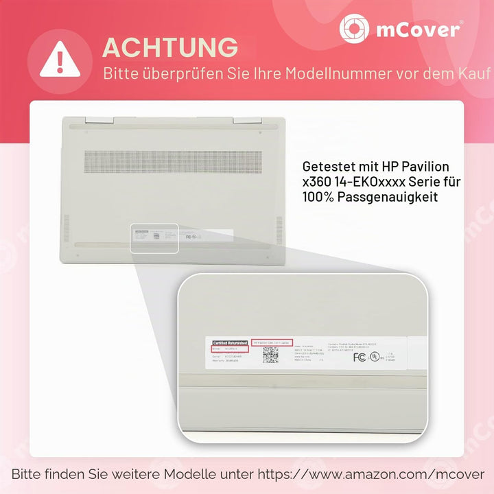 mCover Nur kompatibel mit 2022 ~ 2023 14 Zoll HP Pavilion X360 14-EKxxxx Serie 2-in-1 Cabrio Laptop