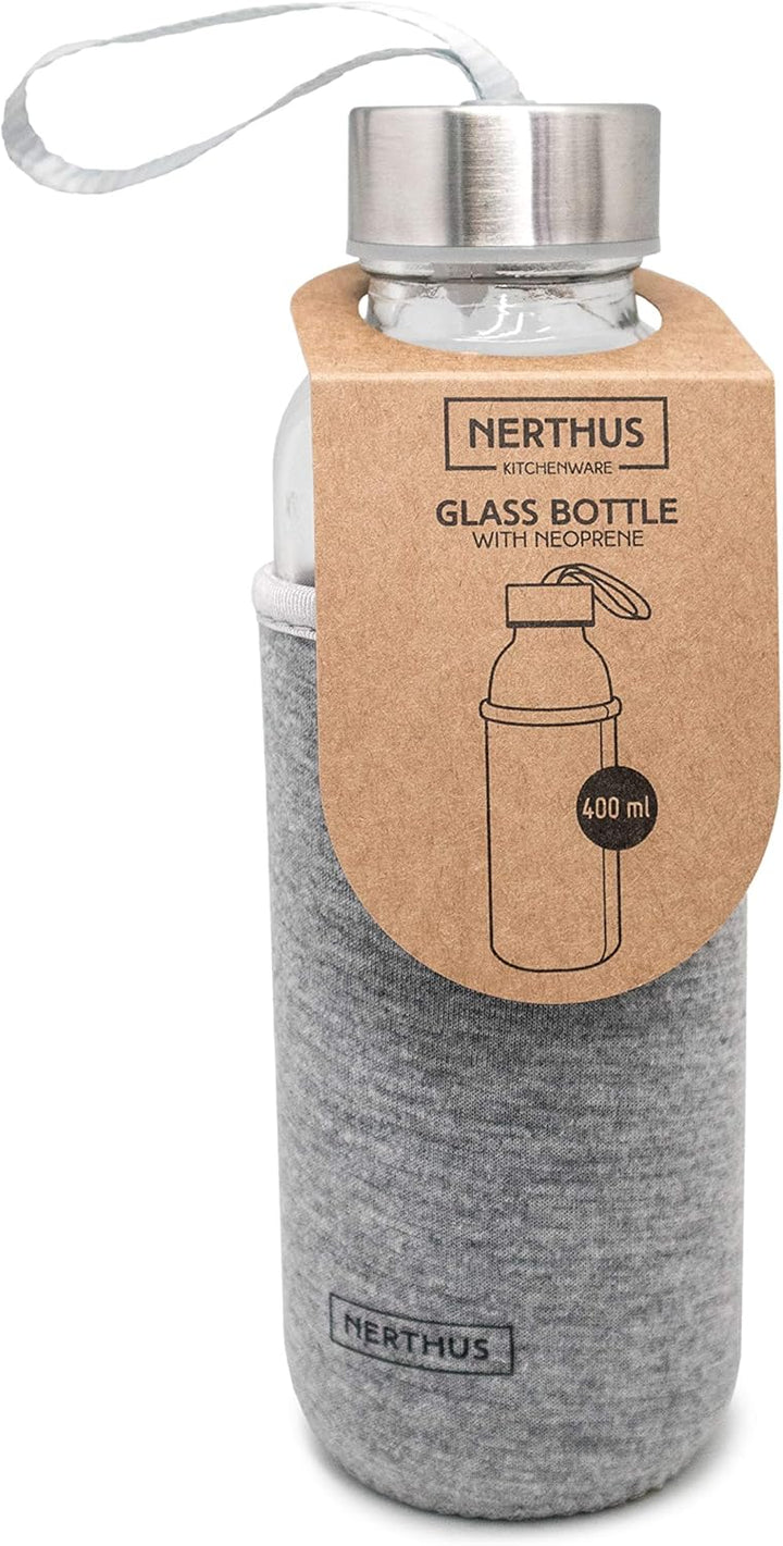 NERTHUS Fih Glasflasche Hülle, Neopren 400 Ml Grau (Packung mit 2)