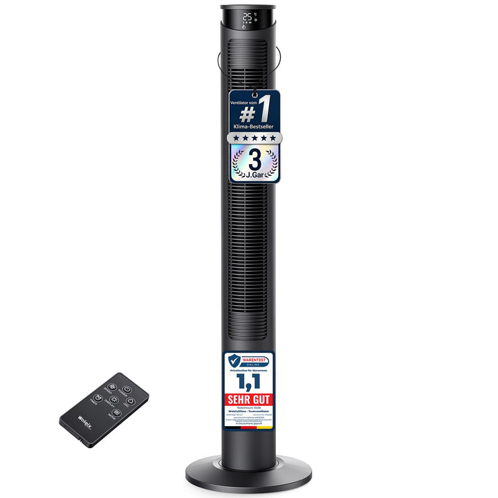 Ventilator sehr leise 25dB, Turmventilator sehr leise mit Fernbedienung, Standventilator sehr leise