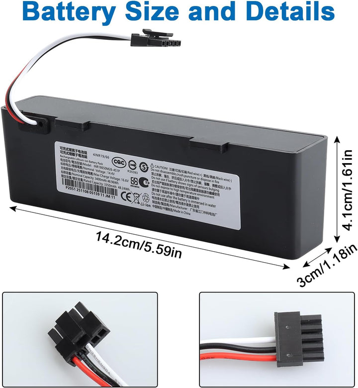 14.4V 3400mAh li-ion Akku für Xiaomi Mop 2S / Mop Pro/Mop P Roboter Staubsauger, Ersatzakku kompatib