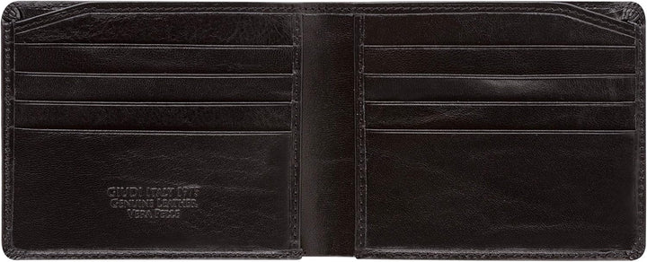 Giudi Herren-Geldbörse, Rindsleder, Mittelgross, Braun (Schwarz), Schwarz