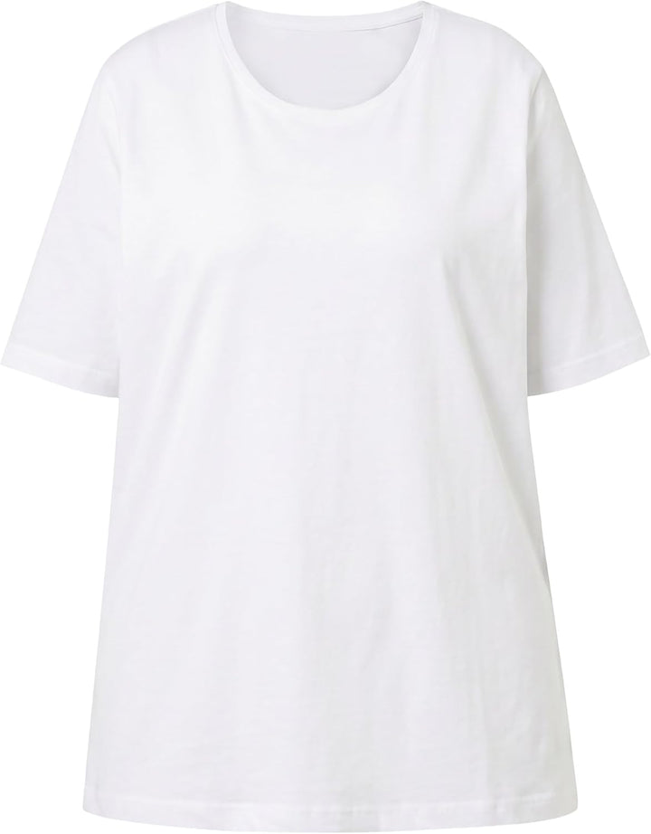 Ulla Popken Damen Basic, Rundhals T-Shirt 54-56 Schneeweiss, 54-56 Schneeweiss