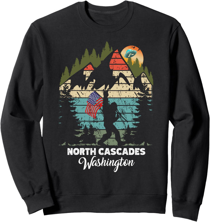 Vintage Nordkaskaden Wanderweg Retro 80er Jahre Sweatshirt