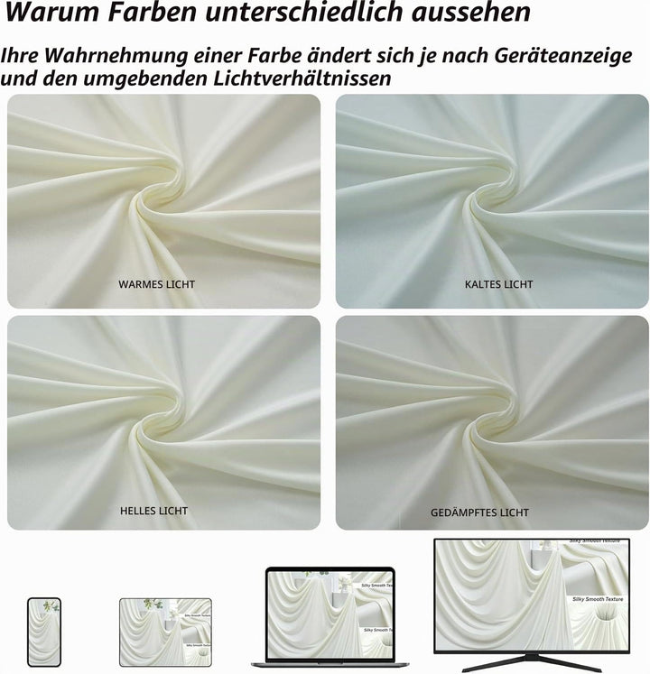 HBBMAGIC 4 Stücke 1,5×3cm Elfenbein Hintergrund Vorhänge für Hochzeit Party 100% Polyester Falten fr