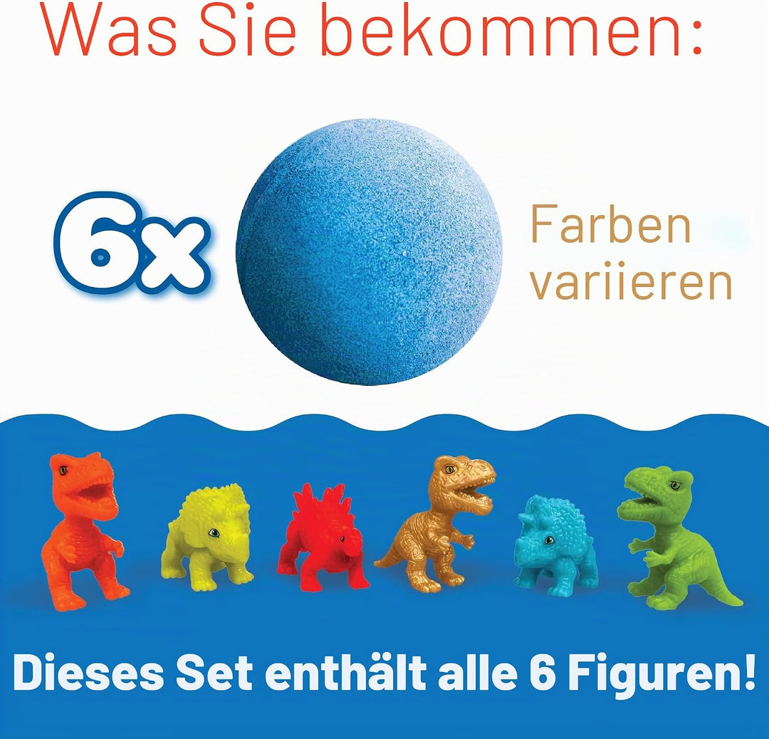 Zimpli Kids 6 Überraschungs-Badebomben Dinosaurier, 6 Überraschungs-Dinosaurier-Spielzeuge im Innere