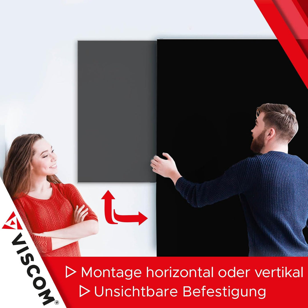 VISCOM Glas-Magnettafel - 40 x 60 cm in sattem Schwarz - rahmenlos | Memoboard magnetisch, beschreib
